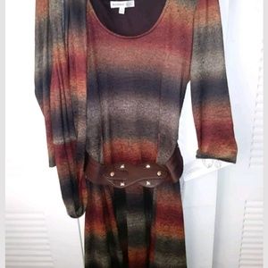 Robbie Bee Fall Earth Tone Dress Medium NWT